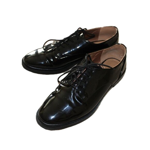 H&M Faux Patent Leather Derby Shoes in Black - Size 39 (8-8.5) - Picture 1 of 10